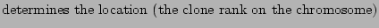 $\displaystyle \textrm{determines the location (the clone rank on the chromosome)}$